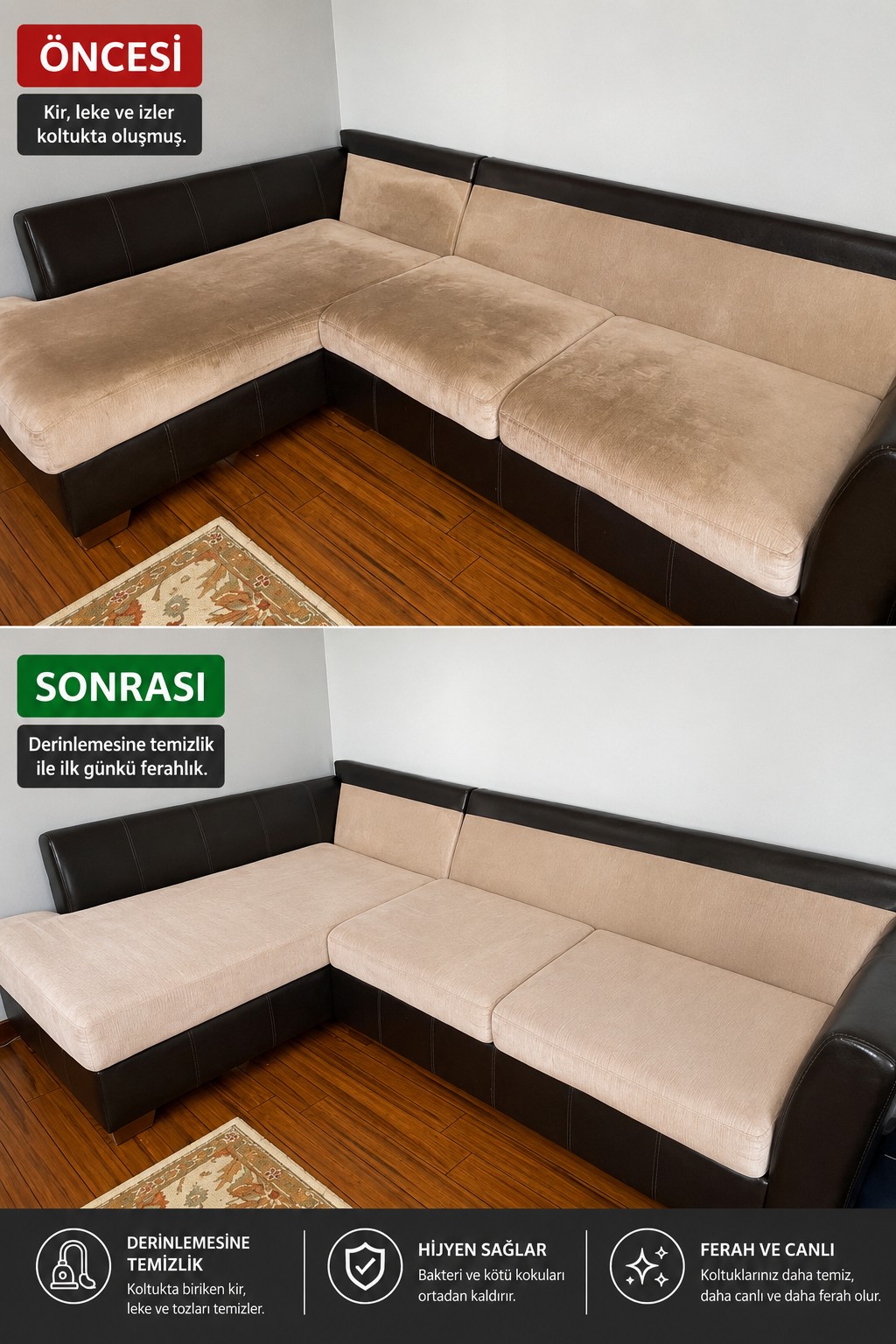 Köşe koltuk öncesi sonrası