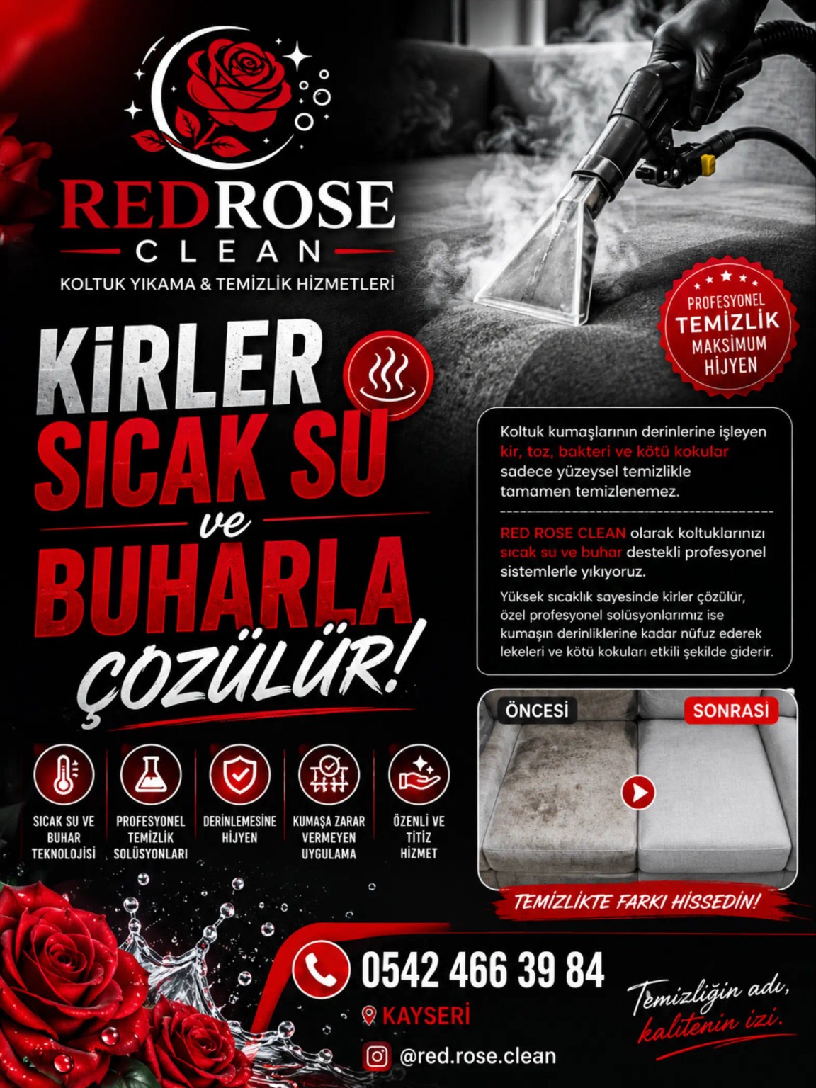 Red Rose Clean sıcak su ve buharla temizlik
